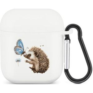 Egel Vlinder Bloem Leuke Case Voor AirPods 2&1 Schokbestendige Beschermende Hoofdtelefoon Gevallen Cover Met Sleutelhanger Voor Mannen Vrouwen