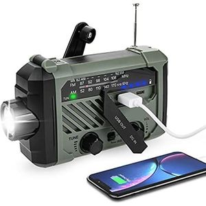 Risegun Noodradio, weerradio's draagbare DAB/FM-radio zonne-radio AM/FM handslinger dynamo radio USB oplaadbaar voor outdoor camping noodzaklantaarn