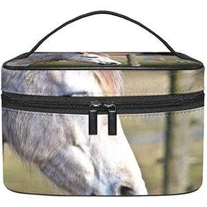 Paardenpatroon make-up organizer tas, reismake-up tas organizer case draagbare cosmetische tas voor vrouwen en meisjes toiletartikelen, Meerkleurig, 22.5x15x13.8cm/8.9x5.9x5.4in