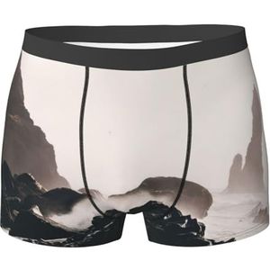 EdWal IJsland print Atletisch ondergoed voor heren, ondergoed voor heren, boxerslip, zacht ondergoed, Zwart, XXL