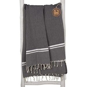 ZusenZomer Fouta Hamamdoek SOUSSE 100x190 – Hamam Handdoek Strandlaken Saunadoek - 100% Katoen - Licht en Dun - Fairtrade Hamman Handdoeken (Zwart)