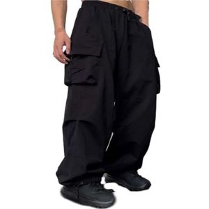 Cargobroek For Heren, Elastische Taille, Herenwerkbroek Met Cargojoggers Met Zak(Noir,3XL)