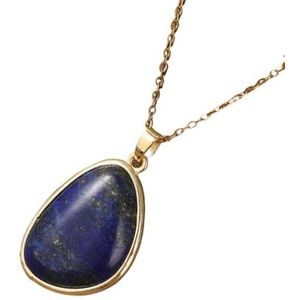 Natural Gemstone Pendant Healing Crystal Labradorite Amethysts Slab Necklace Gold Jewelry Gifts (Color : Lapis)