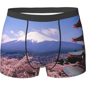 ZJYAGZX Mount Fuji Japan Print Heren Boxer Slips Trunks Ondergoed Vochtafvoerend Heren Ondergoed Ademend, Zwart, M