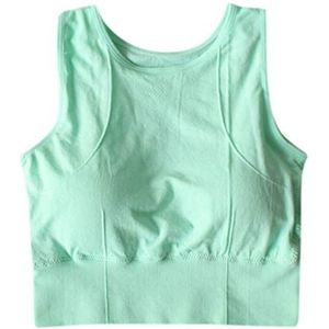 Topcal sportbeha voor dames, lente, zomer, atletische hardloopsportbeha, fitness, naadloos gevoerd vest, yoga-bustehouder, casual, gevoerde tank, mode 2019, groen, L