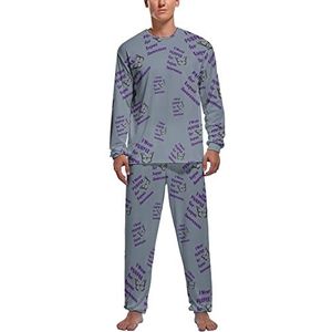 I Wear Paars voor Lupus Awareness heren pyjama sets lange mouwen top en broek met elastische band nachtkleding lounge pyjama sets L