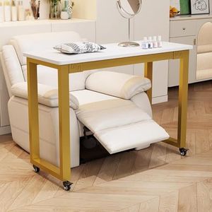 PA-DABAOO Rollende Manicuretafel, Draagbare Nageltafel Met Universeel Wiel, Enkellaags Werkstation Voor Schoonheidssalons, Professioneel Werkstation Voor Nagelstylisten, Metalen Frame,B