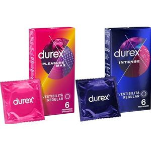 Durex Mix condoom met reliëfs en ribben, 12 condooms (Intense 6, Pleasuremax 6)