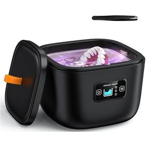 Ultrasoon reinigingsapparaat Multifunctioneel 42000h Hoogfrequente prothesereiniging Horloge Sieraden Brillen Automatische reiniger(Black)
