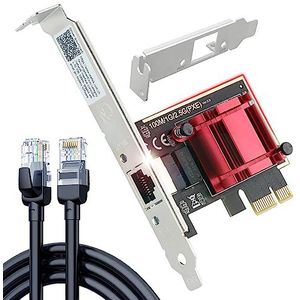 Ubit 2,5 GB PCIe netwerkkaart met 1 m RJ45 Ethernet patchkabel - PCIe naar 2,5 Gigabit Ethernet netwerkadapter, ondersteunt Windows 11/10/8.1/8/7, Win Server 2022/2019/2016, Linux