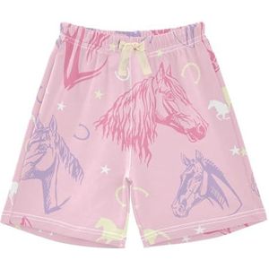Anantty Jongens Shorts Roze Paard Unisex Peuters en Baby's Katoen Shorts Casual Zomer Sport Shorts, Meerkleurig, 4 jaar
