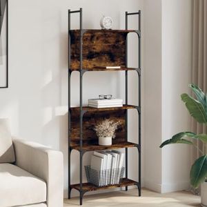 AJJHUUKI Rekken Boekenplank 5-Tier Gerookt Eiken 23x24x65"" Engineered Houten Meubels