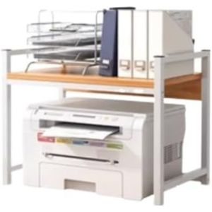 Tafel voor Printer Printerkastje 2-laags Printerstandaard Kantoor-desktopprintertafel Kunstmatig Bord Stalen Frame Printerrek Thuisopslagrek Printertafel Printerstandaard(B)