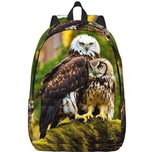 YJxoZH Klok Gear Print Canvas Rugzak Voor Vrouwen Reizen Rugzak Voor Mannen College Boekentas Casual Laptop Dagrugzak, Schattige bruine cartoon uilen, M