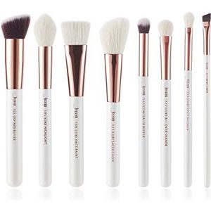 Eljjhah Make-up borstels set 6-25 stuks Parel Wit/Rose Gold Professionele Make-up borstel Natuurlijke Haar Foundation Poeder Blushes (Handvat Kleur: T219 (8 STKS))