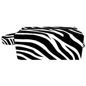 Opknoping Cosmetische tas, Zwart Wit Zebra Print Toilettas voor Vrouwen Mens Meisjes Kinderen, Draagbare Make-up Kleine Zakje, 8,2 x 3,1 x 3,5 inch
