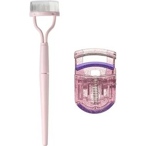 2-delige wimperkam en krultangset Wimperscheidingshulpmiddel Opvouwbare, herbruikbare roestvrijstalen wimperseparator met deksel Cosmetisch hulpmiddel (Color : Pink)