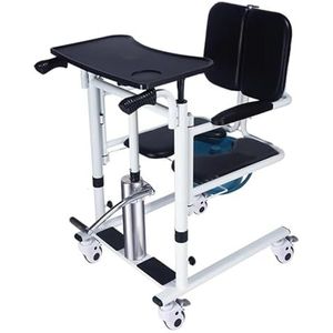 Lichtgewicht hydraulische patiëntenlift transferstoel voor thuis W/180 ° gespleten zitting en potje, 360 ° stil wiel 4 in 1 lifter gehandicapte gehandicapte badkamer rolstoel, 350 lbs - in hoogte