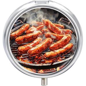 Worst op Fire Pill Box 3 Compartiment Travel Pill Organizer met Spiegel Ontwerp Draagbare Pillendoos voor Pocket Of Portemonnee Ronde Medicijnkoffer Wekelijkse Medicijncontainer Houder voor Dagelijkse