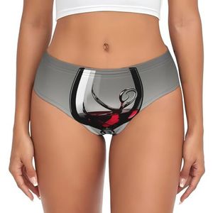 GUOLGP Wijnglas Print Vrouwen Huidvriendelijke Slips Zacht Ademend Ondergoed Volledige Dekking Dagelijkse Slijtage, Zwart, XS