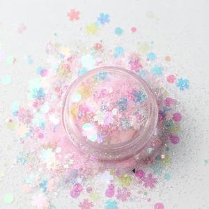 10 ml / 1 blik droom holografisch pigmentpoeder nagellak pailletten nagelkunst pailletten gemengde vorm polyester film manicure decoratie-roze 3 ml