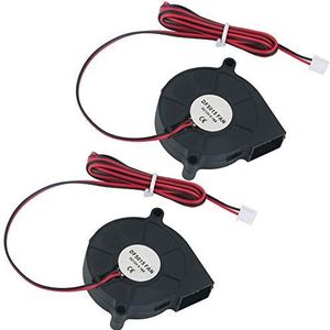GTIWUNG 2 stuks DC 12V ventilator voor 3D-printers, borstelloze ventilator, turbine blazer koelventilator koelventilator, 3D-printeraccessoires, 50 x 50 x 15 mm zwart