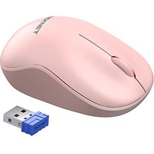 TECKNET Draadloze muis voor laptop, 2,4 GHz USB mini-computermuizen, 1200 DPI optische kleine draagbare draadloze muis compatibel met pc, Mac en Linux, 18 maanden batterijduur-roze