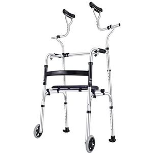 Opvouwbare Standaard Walker met Onderarm Ondersteuning en Wielen Hoogte Verstelbare Aluminium Wandelen Mobiliteit Hulp voor Ouderen