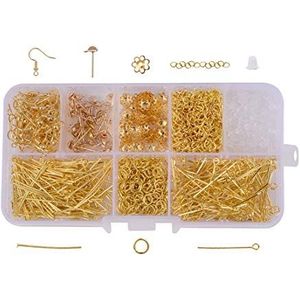 FineInno 800PCS Earring Making Supplies Kit,Gold Jewelry Making Kit Oorbellen Accessoire met Earring Backs, Earring Hooks, Eye Pins, Open Jump Ring