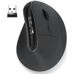 Draadloze ergonomische verticale muis met LCD-scherm (ZWART)