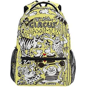 Geel dier kinderen schoolrugzak voor meisjes jongens middelbare school stijlvol ontwerp student tassen boekentassen, Patroon, 11.5×8×16In