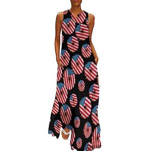 Gerbera Madeliefje Bloem in Kleuren Nationale Vlag Vrouwen Enkellengte Jurk Slim Fit Mouwloze Maxi Jurken Casual Zonnejurk 4XL