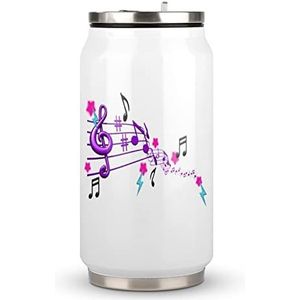 Muziek Notes Travel Mok met Deksel Coke Cup Geïsoleerde Tumbler Water Fles Thee Cup Voor Vrouwen Mannen