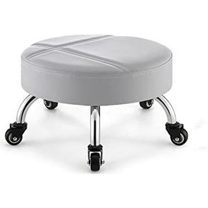 WYUYIWH Ronde rollende kruk schoonheidskrukken stoel lage rolkruk met wielen, Rolstoel korte kruk met universele draaibare zwenkwielen lederen kleine lage kleine krukken op wielen voor thuis garage,