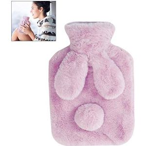 Warmwaterkruik met super zachte pluche overtrek, superzachte warmfles, microvezel-overtrek, veilig en duurzaam voor buik, rug en nek.