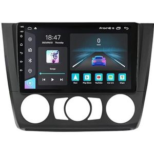 Android 14 GPS Navigation Stereo voor BMW 1 Series E81 E82 E87 E88 2008-2012 9 Inch 2 Din Car Stereo Radio met CarPlay AHD Omgekeerd beeld Bedieningselementen op het stuur Bluetooth(B,H7 8G+128G)
