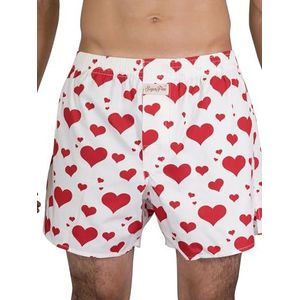 Sugar Pine Boxershorts met grappige motief-prints van 100% katoen, harten (wit), L