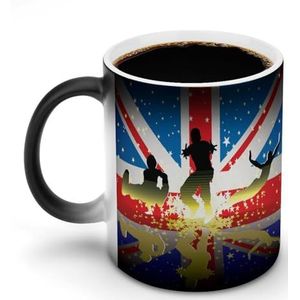 Britse Vlag Sport Cijfers Aanpassen Magic Warmte Veranderende Mok Keramische Cup Koffie Mokken Warmtegevoelige Grappige Gift