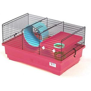 Decorwelt Hamsterstokken, roze, buitenafmetingen 40 x 25,5 x 22 cm, knaagkooi, hamster, plastic, kooi met accessoires