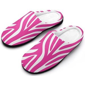 Roze Zebra Print Katoenen Slippers Voor Vrouwen Warme Anti-Slip Rubber Zool Huis Schoenen Voor Indoor Hotel 7-8 (39-40)
