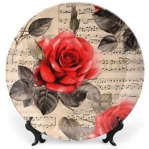 Retro Romantische Bloemen Bone China Plaat Met Stand Ronde Decoratieve Plaat Vintage Thuis Wobble Plaat