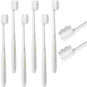 Volwassen Extra zachte tandenborstel met 20000 zachte borstelharen, (Pack van 6) Micro Nano Handmatige Tandenborstels voor Bescherm Gevoelig tandvlees - Wit
