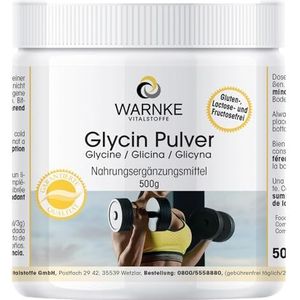 Glycine poeder 500 g - 100% puur zonder additieven, veganistisch - proteinogeen aminozuur | Warnke Vitalstoffe - Duitse apothekerskwalitei