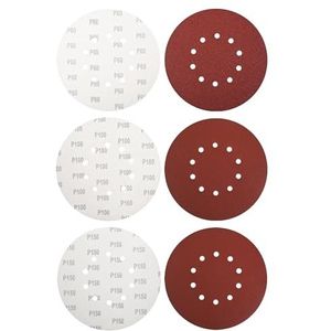 225 mm schuurschijven korrel 60/100/150, 15 stuks schuurbladen 225 mm klittenband schuurpapier voor excentrische schuurmachine (10 gaten)