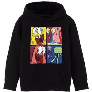 SpongeBob SquarePants Pop Art Kinderen Zwarte Hoodie | Voeg een vleugje kleur toe aan de garderobe van je kind - Duik in de pret met SpongeBob, Patrick en Gary de Slak in deze kindertrui met capuchon