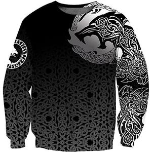 Viking Wolf 3D Gedrukt Mannen Hoodies, Nordic Fenrir Black Pullover, Unisex Zipjack