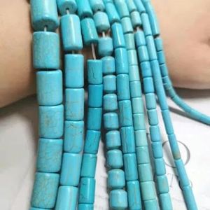 4x4/4x6/6x8~16 mm Kubusbuizen Steen blauw wit Turkoois Losse Kralen Voor Sieraden Maken DIY Armband-Blauw-4x12mm (ongeveer 30 stuks