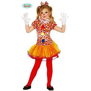 Amakando Clown kinderkostuum - 7-9 jaar, 127-132 cm - Harlekijn jurk clownskostuum kinderen circus verkleden perierrood kasjmer carnavalskostuum clownskostuum meisjes