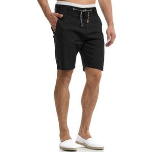 Indicode - Bowmanville - Korte Broek - Zwart - Linnen & Katoen