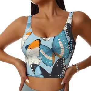 Vlinder Print Casual Wear Vrouwen Sport Vest Yoga Vest Workout Vest Voor Vrouwen Lichtgewicht Trendy, Zwart, S